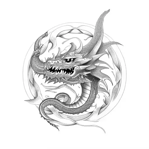 Ouroboros dragons tattoo design idea