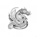Ouroboros dragons tattoo design idea