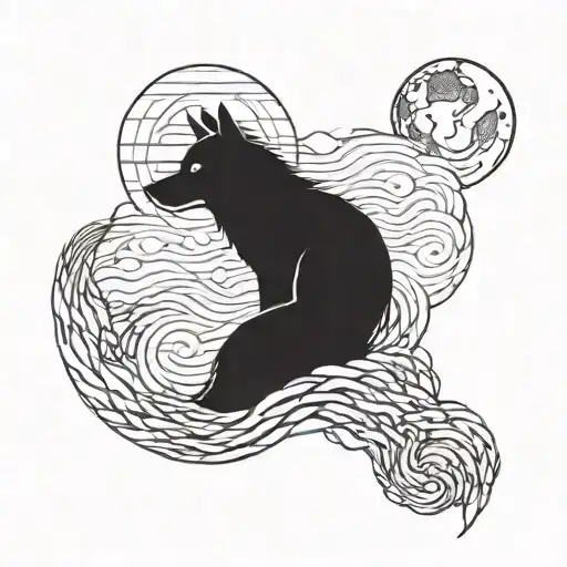 A Minecraft inspired tattoo of a wolf howling at the moon tattoo design idea