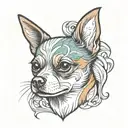 tri colour chihuahua dog head looking like a boss tattoo design idea
