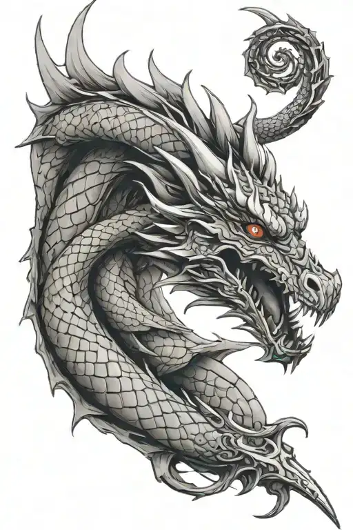 dragon wrapped around sword with 999 down the side  tattoo design idea