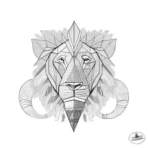 lion with elephant  tattoo design idea