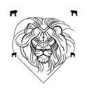 lion with elephant  tattoo design idea