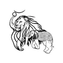 lion with elephant  tattoo design idea