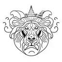 lion with elephant  tattoo design idea