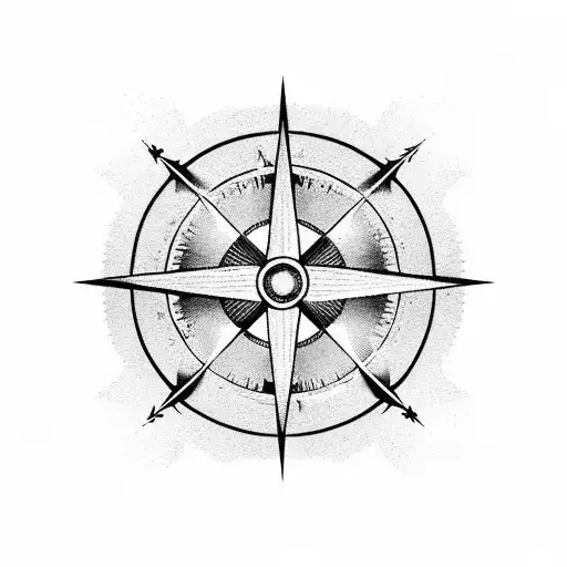 magine a sleek arrow pointing forward, with the feathered end transitioning into a compass rose. The arrow can have clea tattoo design idea