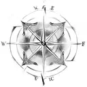 magine a sleek arrow pointing forward, with the feathered end transitioning into a compass rose. The arrow can have clea tattoo design idea