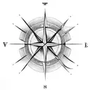 magine a sleek arrow pointing forward, with the feathered end transitioning into a compass rose. The arrow can have clea tattoo design idea