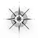 magine a sleek arrow pointing forward, with the feathered end transitioning into a compass rose. The arrow can have clea tattoo design idea