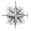 magine a sleek arrow pointing forward, with the feathered end transitioning into a compass rose. The arrow can have clea tattoo design idea