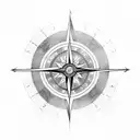 magine a sleek arrow pointing forward, with the feathered end transitioning into a compass rose. The arrow can have clea tattoo design idea