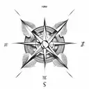 magine a sleek arrow pointing forward, with the feathered end transitioning into a compass rose. The arrow can have clea tattoo design idea