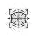 Create a geometric arrow with clean, sharp lines, and embed a precise compass at its core. tattoo design idea