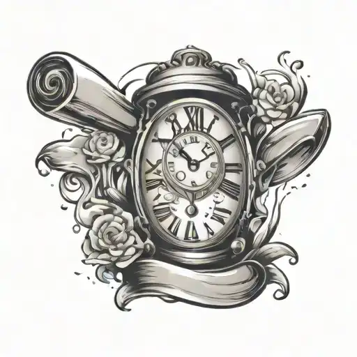 clock hour glass with sand tattoo design idea