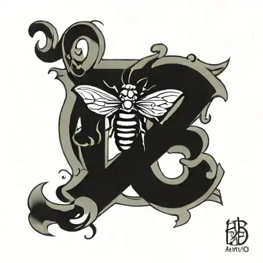 KWO letters with insect  tattoo design idea