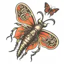 insect with KWO letters tattoo design idea