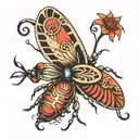 insect with KWO letters tattoo design idea