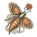 insect with KWO letters tattoo design idea