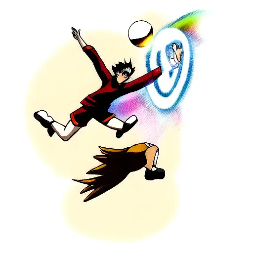 Anime "Dodgeball Throw With A Phoenix" Tattoo Idea BlackInk AI