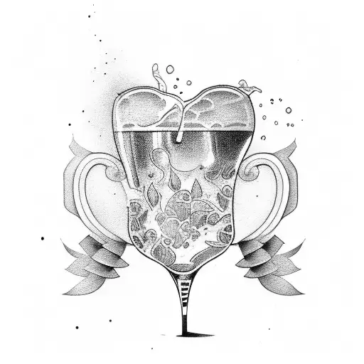 half a beer glass, half a woman's body tattoo design idea