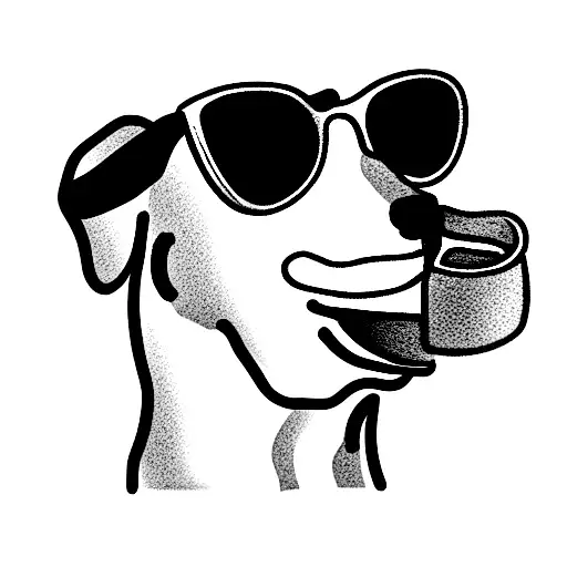 dog with sunglasses and cigarette in his mouth  tattoo design idea