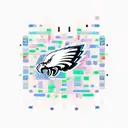 An abstract design featuring a pixelated Philadelphia Eagles helmet surrounded by binary code tattoo design idea