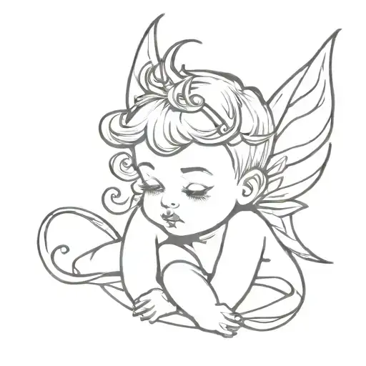 princess fairy sad devil baby tattoo design idea
