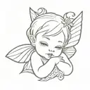 princess fairy sad devil baby tattoo design idea