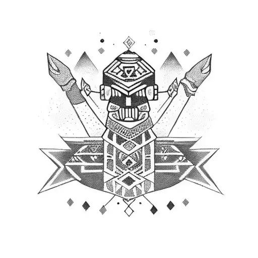 Aztec arm sleeve with calendar involved tattoo design idea