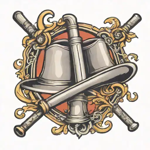 church bells, baseball bat, cowboy hat tattoo design idea