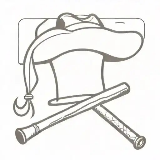 church bells, baseball bat, cowboy hat tattoo design idea