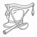 church bells, baseball bat, cowboy hat tattoo design idea