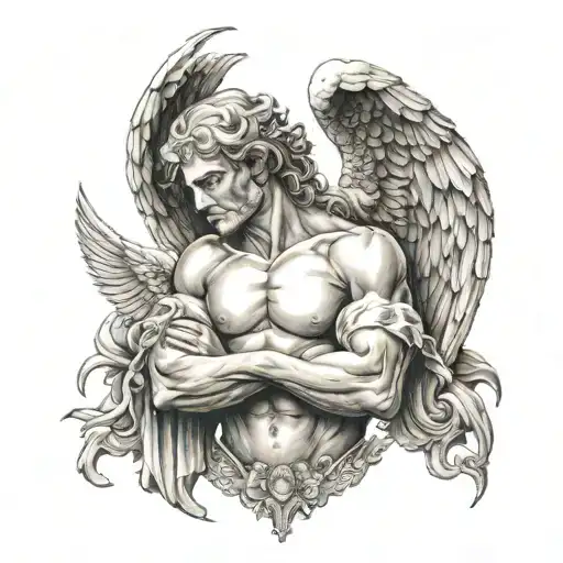 Trust and life destroyer angel tattoo design idea