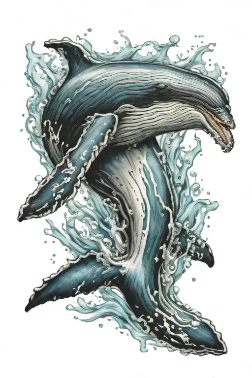 humpback whale swimming tattoo design idea