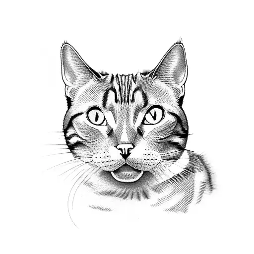 1 cat american shorthair, and 1 dog american bully,  minimalist line art tattoo design idea