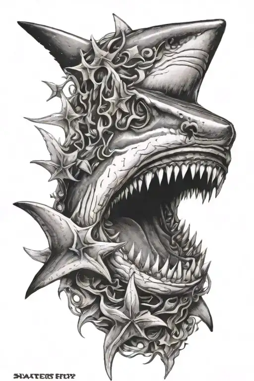shark tooth tattoo design idea
