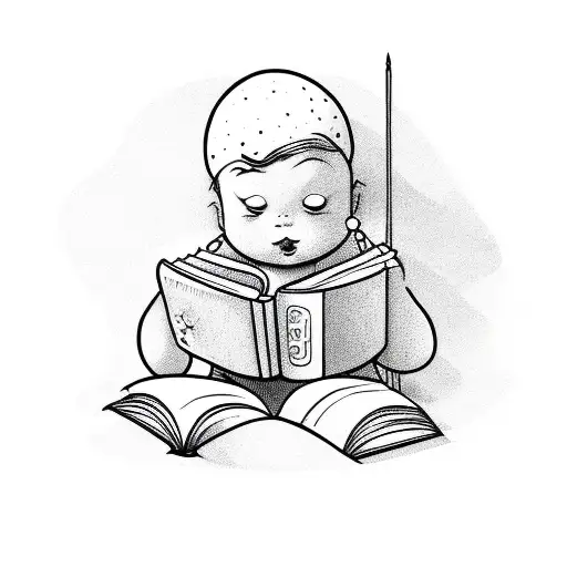 A small prince reading a book in a whimsical style tattoo design idea