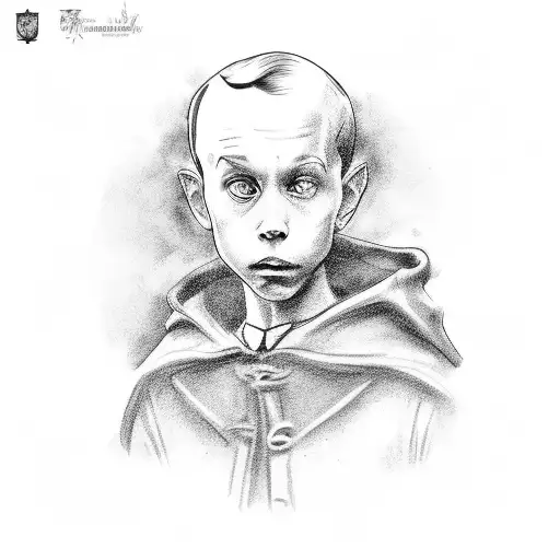 A black-grey portrait of the titular character from 'Il Piccolo Principe' tattoo design idea
