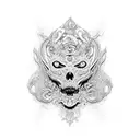 An intricate blackwork design featuring elements from 'Il Piccolo Principe' tattoo design idea