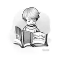 A small prince reading a book in a whimsical style tattoo design idea