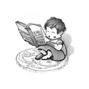 A small prince reading a book in a whimsical style tattoo design idea