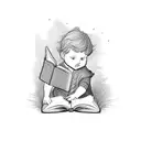 A small prince reading a book in a whimsical style tattoo design idea