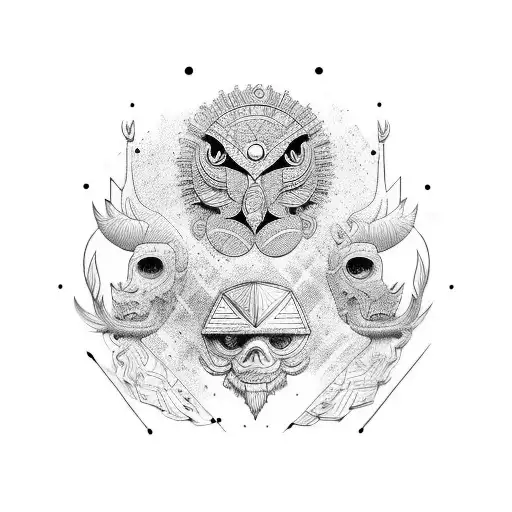 pieuvre,serpend, plume, soleil maya tattoo design idea