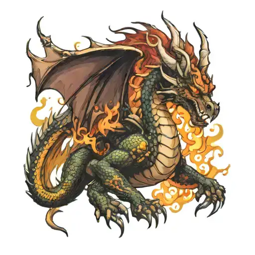 fae books dragon breathing fire tattoo design idea