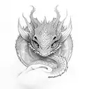 dra with baby dragon tattoo design idea