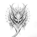 dra with baby dragon tattoo design idea