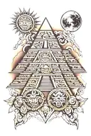 mayan pyramids sun moon tattoo design idea