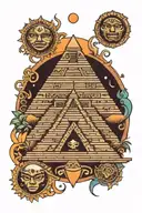 mayan pyramids sun moon tattoo design idea