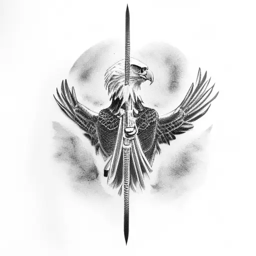 Bald eagle holding a police baton in its talons tattoo design idea