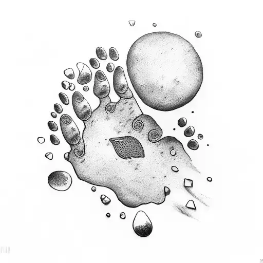 dog paw, Aquarius, bird and mountain  tattoo design idea